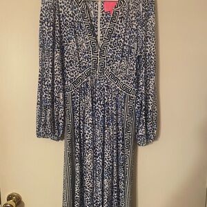 Lilly Pulitzer Blue and White Long Sleeve Dress